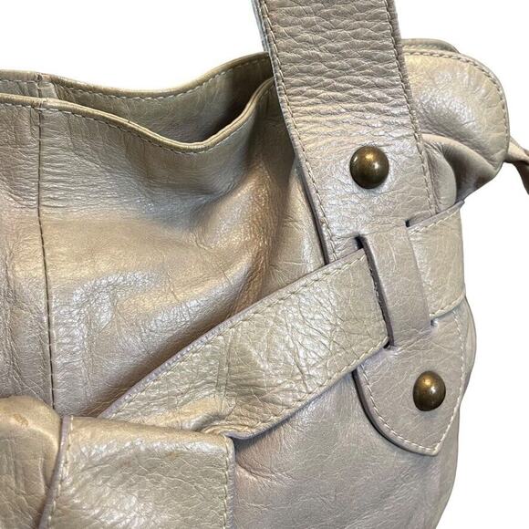 Roberta Gandolfi Womens Gray Handbag Purse Shoulder Bag Satchel Leather Bow - Picture 5 of 16